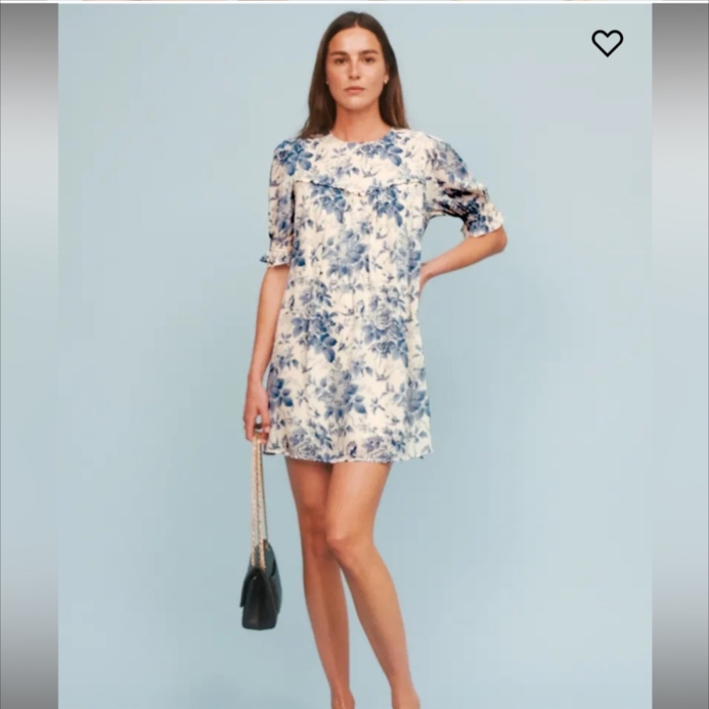 NWT REFORMATION COnrad Pompadour Floral Blue and White Dress 4 - Picture 5 of 8